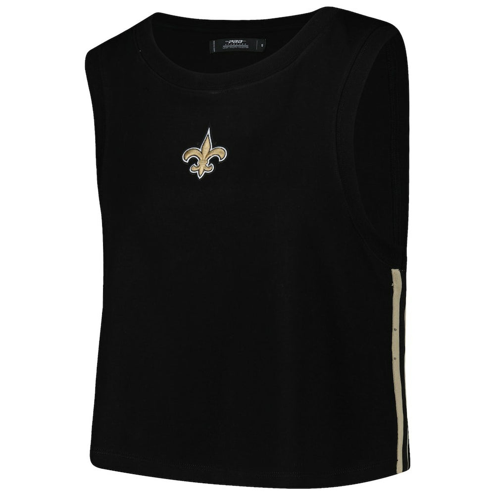 New Orleans Saints Pro Standard Women's Ombre Wordmark Classic Cropped Tank Top Black - NFL