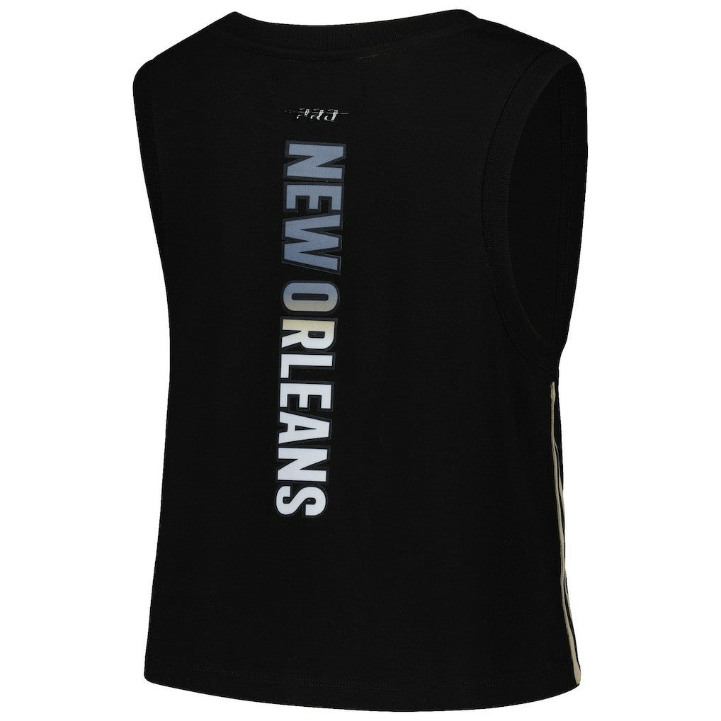 New Orleans Saints Pro Standard Women's Ombre Wordmark Classic Cropped Tank Top Black - NFL