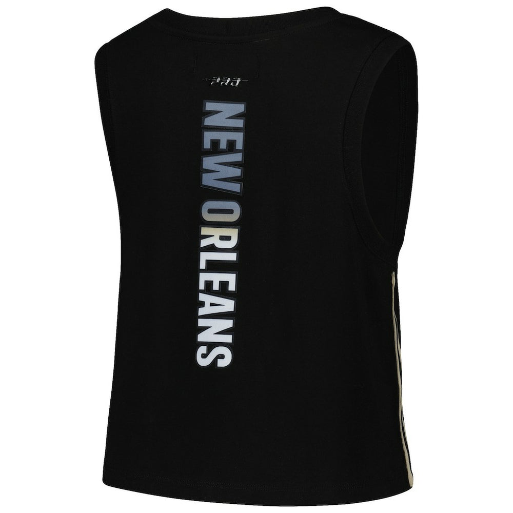 New Orleans Saints Pro Standard Women's Ombre Wordmark Classic Cropped Tank Top Black - NFL