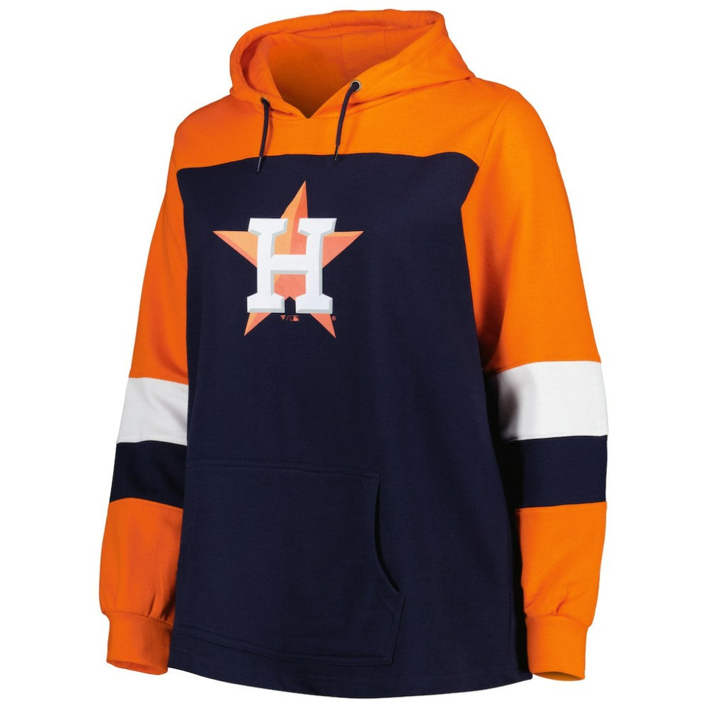 Houston Astros Women's Plus Size Colorblock Pullover Hoodie Clearance