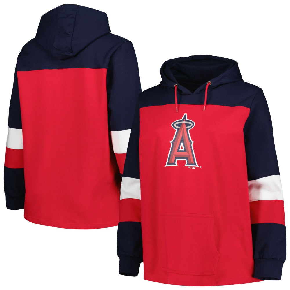 Los Angeles Angels Women's Plus Size Colorblock Pullover Hoodie discount