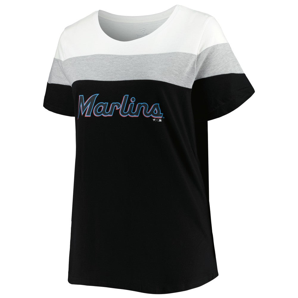 Miami Marlins Women's Plus Size Colorblock T-Shirt On Sale