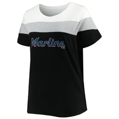 Miami Marlins Women's Plus Size Colorblock T-Shirt On Sale