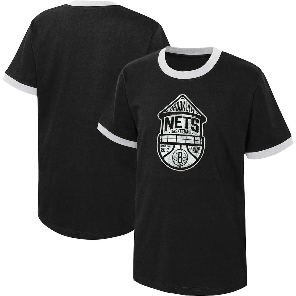 NBA - Brooklyn Nets Youth Hoop City Hometown Ringer T-Shirt - Black