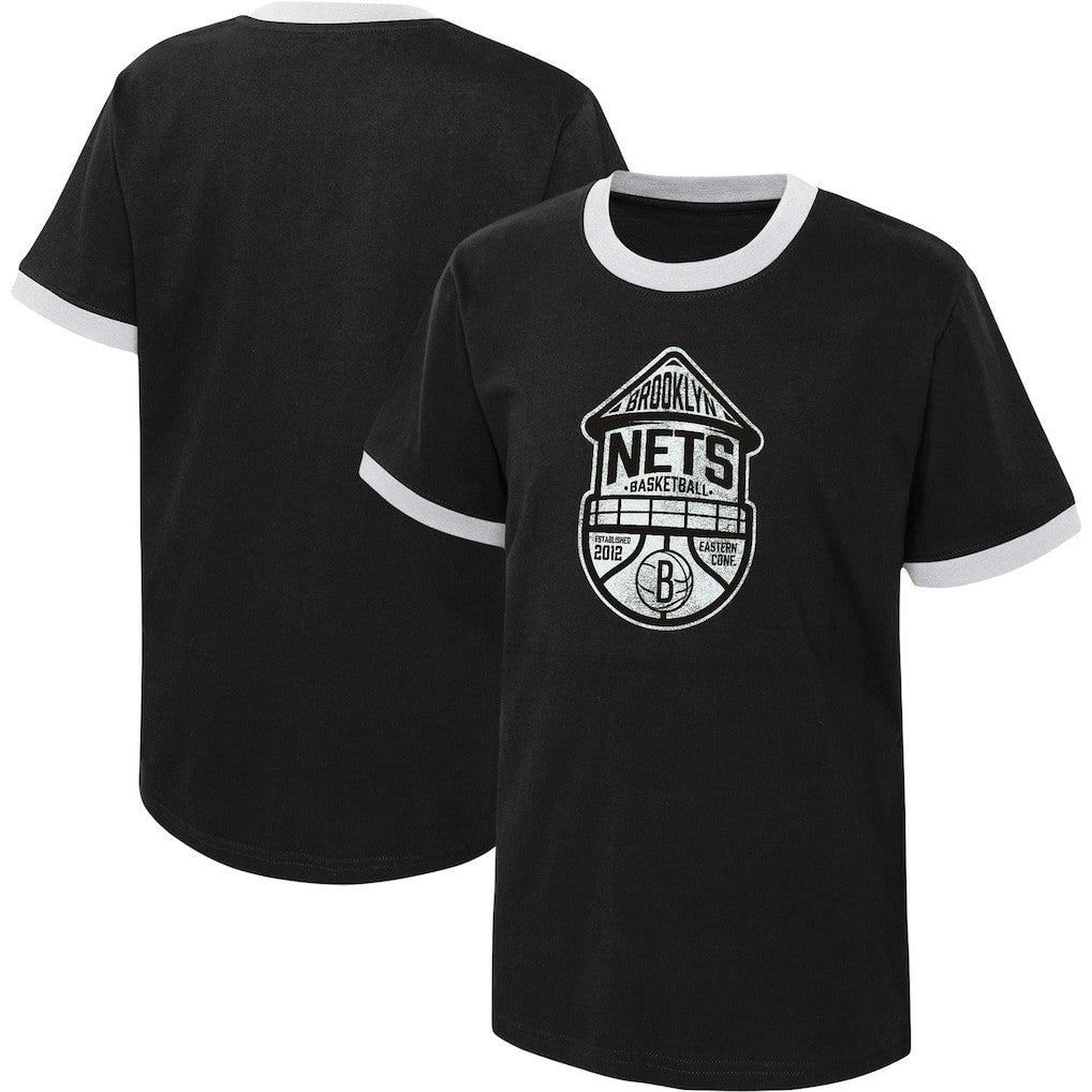 NBA - Brooklyn Nets Youth Hoop City Hometown Ringer T-Shirt - Black
