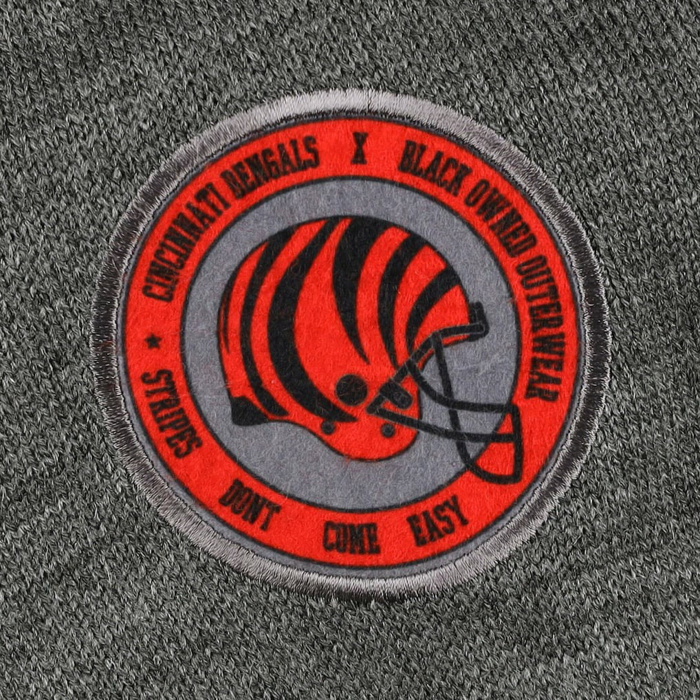 Cincinnati Bengals x BlaCkOWned Stripes Don't Come Easy Pullover Hoodie Gray - NFL