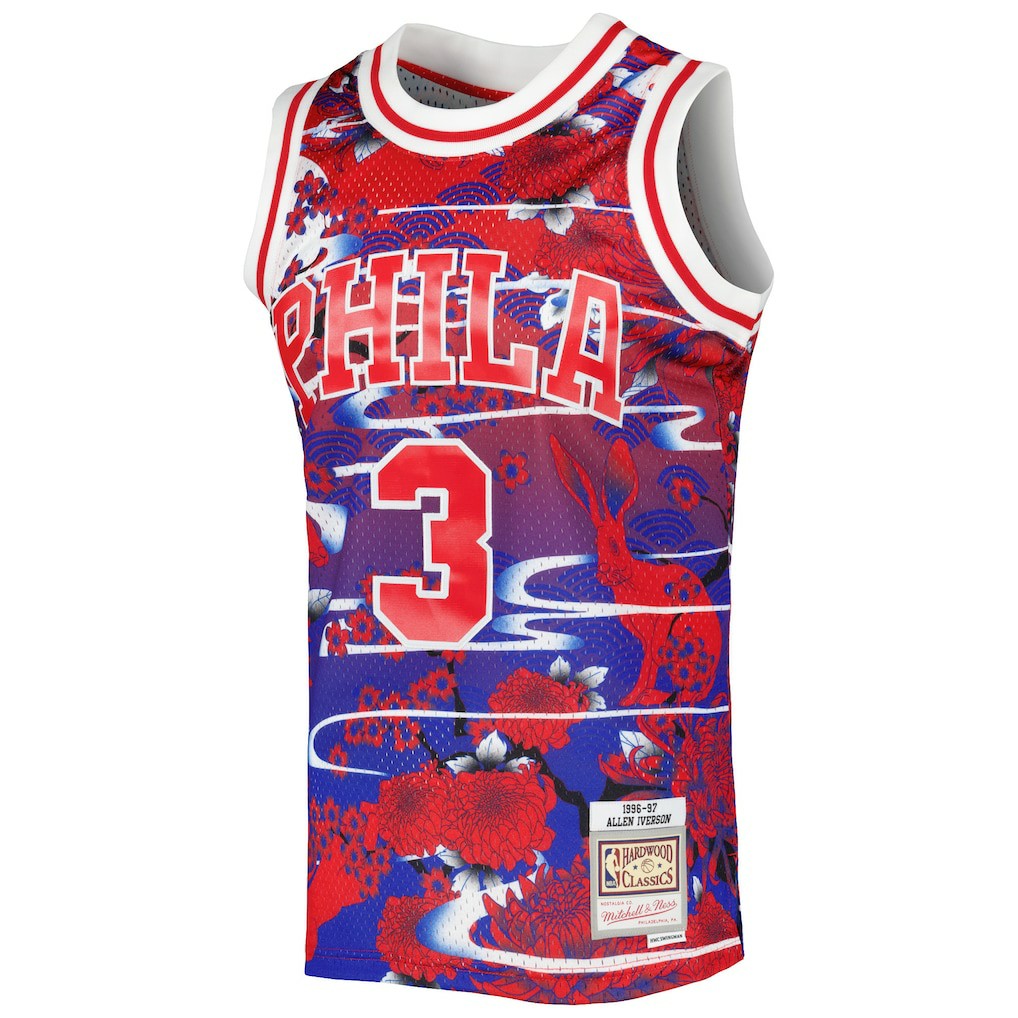 Allen Iverson Philadelphia 76ers 1996/97 Hardwood Classics Lunar New Year Swingman Jersey - Red | NBA Jerseys