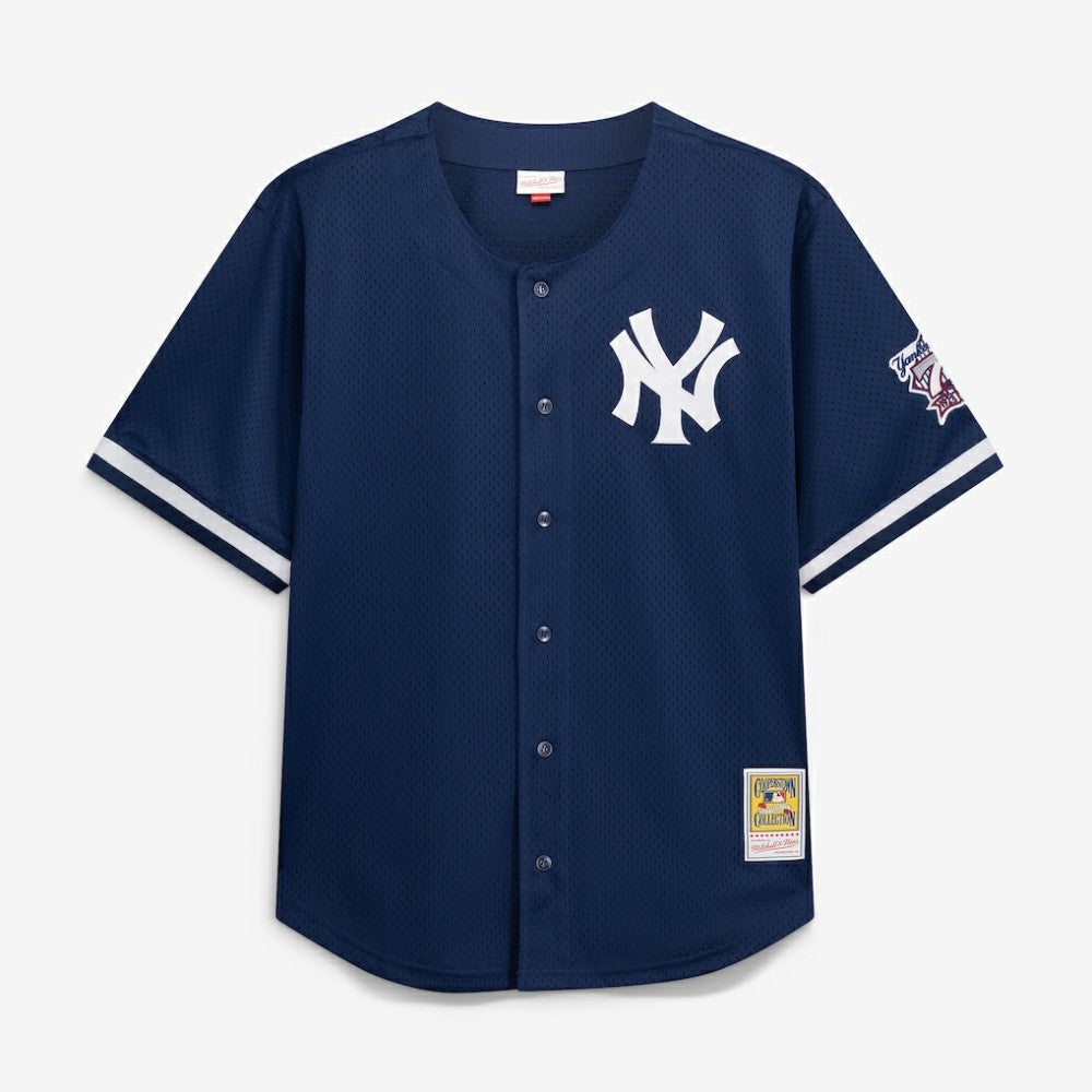 Derek Jeter New York Yankees Mitchell & Ness Cooperstown Collection Mesh Batting Practice Button-Up Jersey - Navy | MLB Jerseys