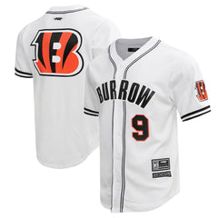 Joe Burrow Cincinnati Bengals Pro Standard Mesh Baseball Button-Up T-Shirt White - NFL