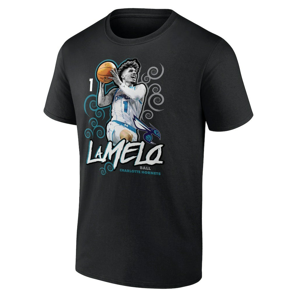 NBA - LaMelo Ball Charlotte Hornets Player Name & Number Competitor T-Shirt - Black
