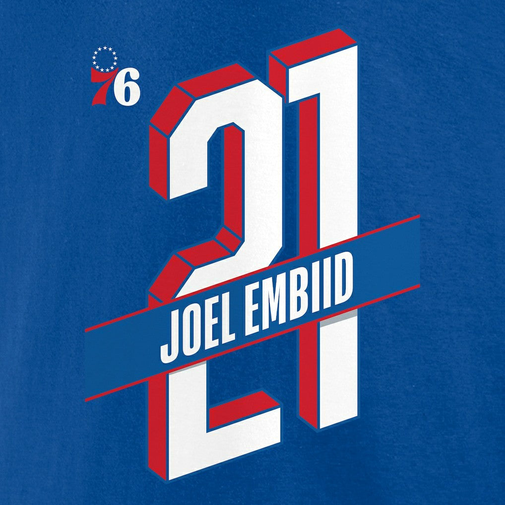 NBA - Joel Embiid Philadelphia 76ers Full-Court Press Name & Number T-Shirt - Royal