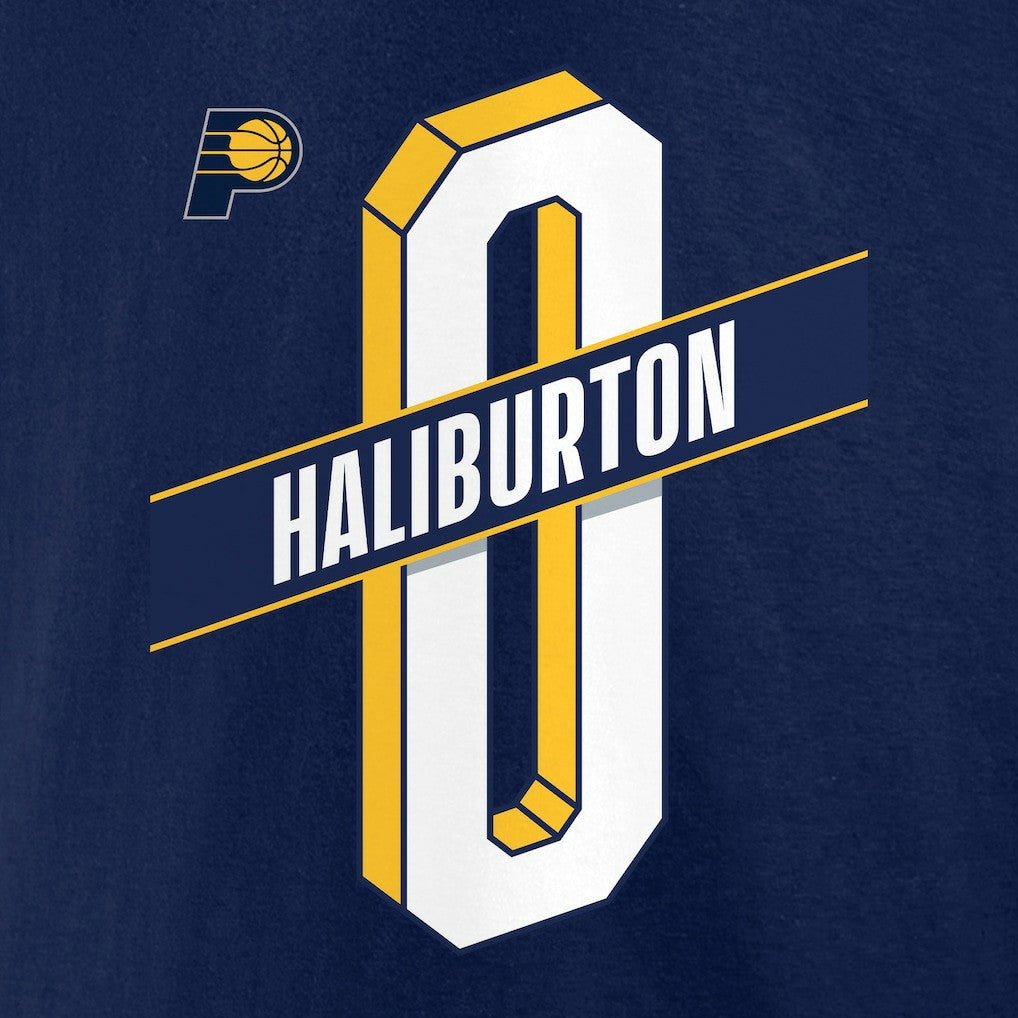 NBA - Tyrese Haliburton Indiana Pacers Full-Court Press Name & Number T-Shirt - Navy