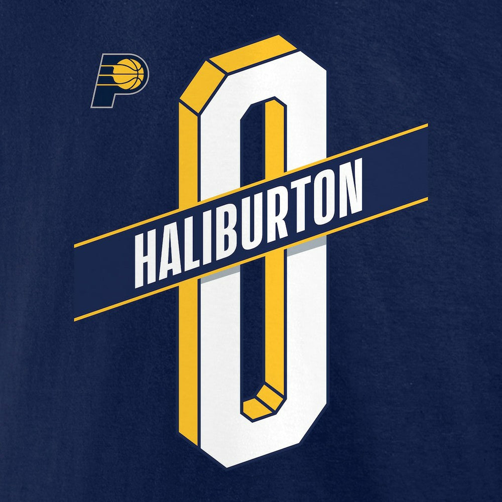 NBA - Tyrese Haliburton Indiana Pacers Full-Court Press Name & Number T-Shirt - Navy