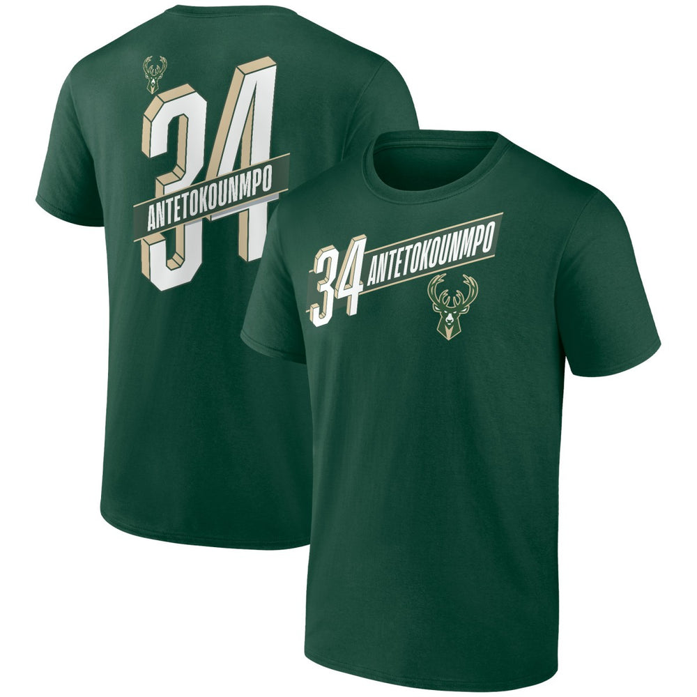 NBA - Giannis Antetokounmpo Milwaukee Bucks Full-Court Press Name & Number T-Shirt - Green