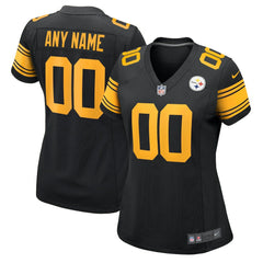 Pittsburgh Steelers Women's Alternate Custom Game Jersey Black - Nike