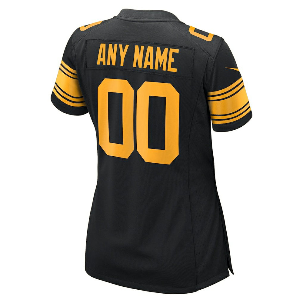 Pittsburgh Steelers Women's Alternate Custom Game Jersey Black - Nike
