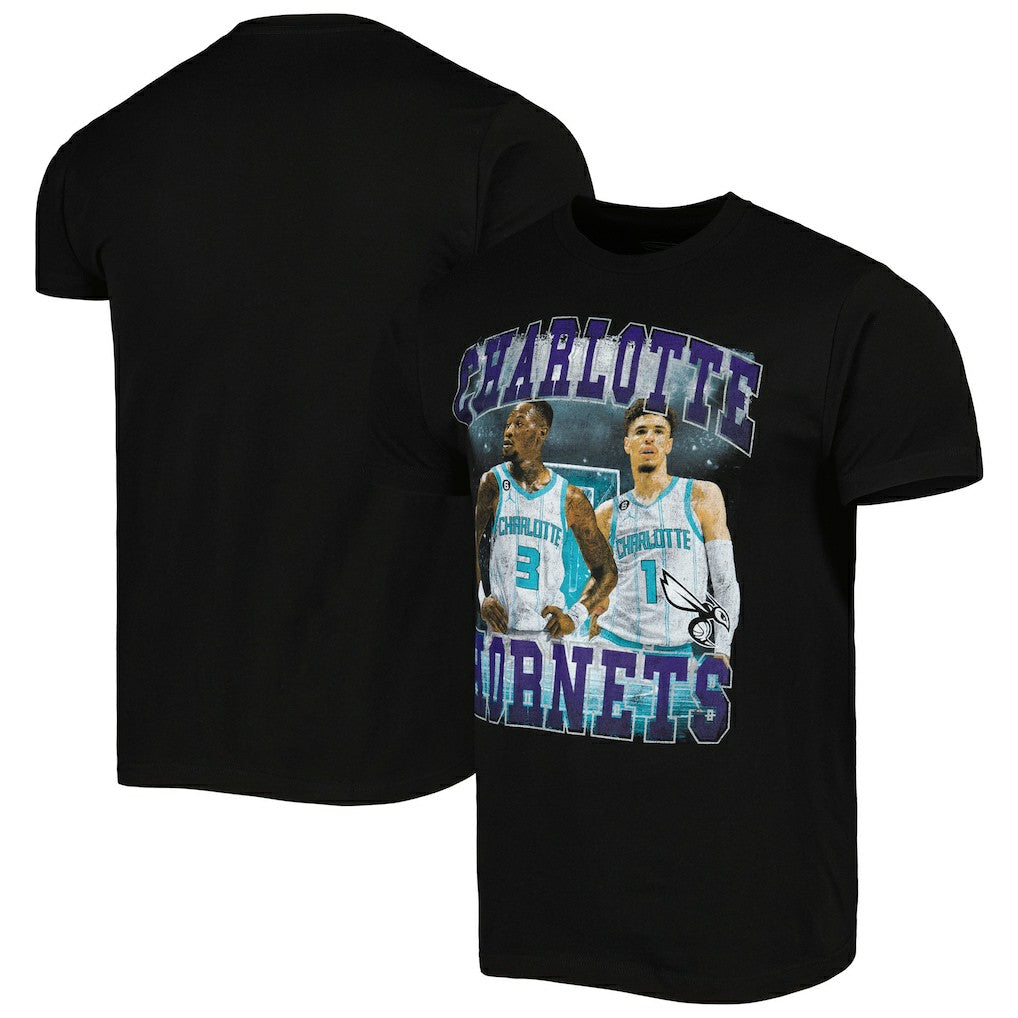 NBA - LaMelo Ball & Terry Rozier Charlotte Hornets Stadium Essentials Unisex Player Duo T-Shirt - Black