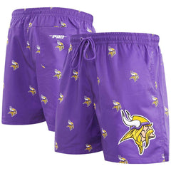 Minnesota Vikings Pro Standard Allover Print Mini Logo Shorts Purple - NFL