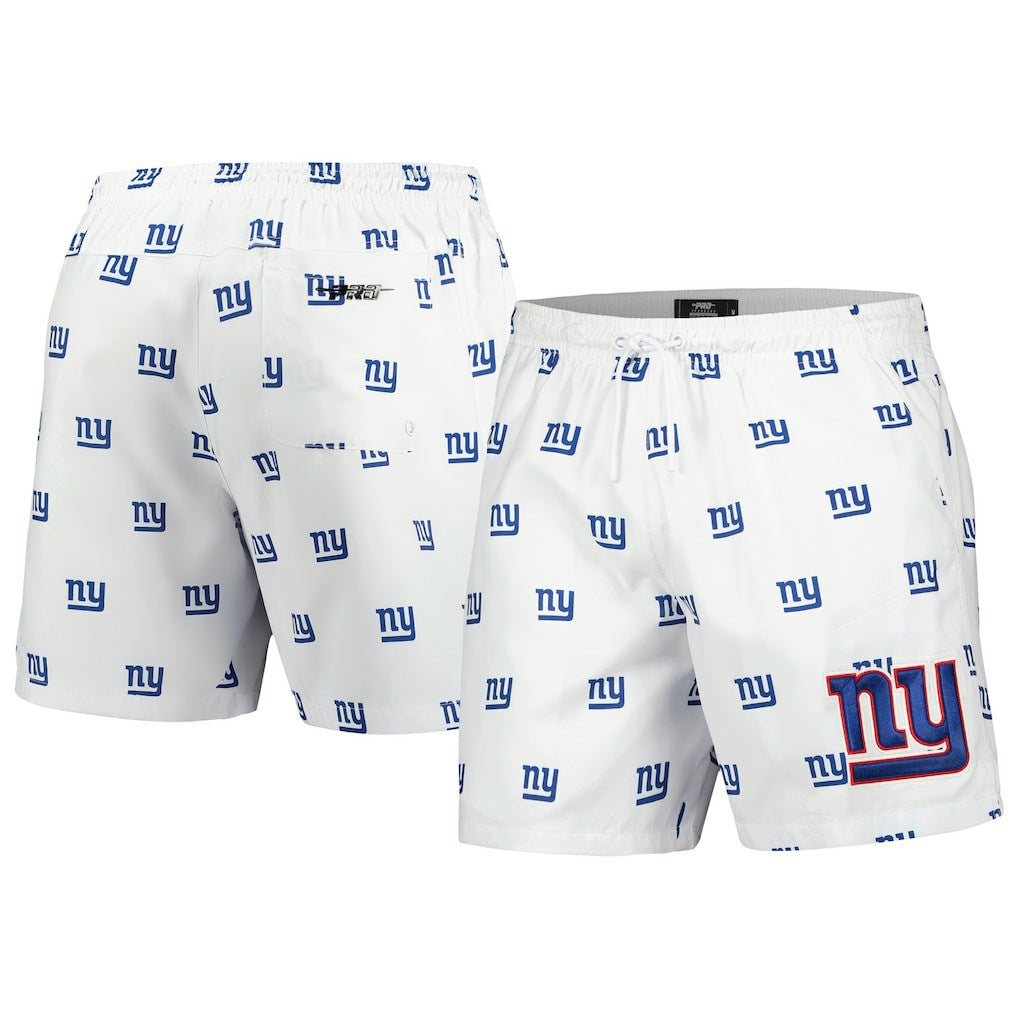 New York Giants Pro Standard Allover Print Mini Logo Shorts White - NFL