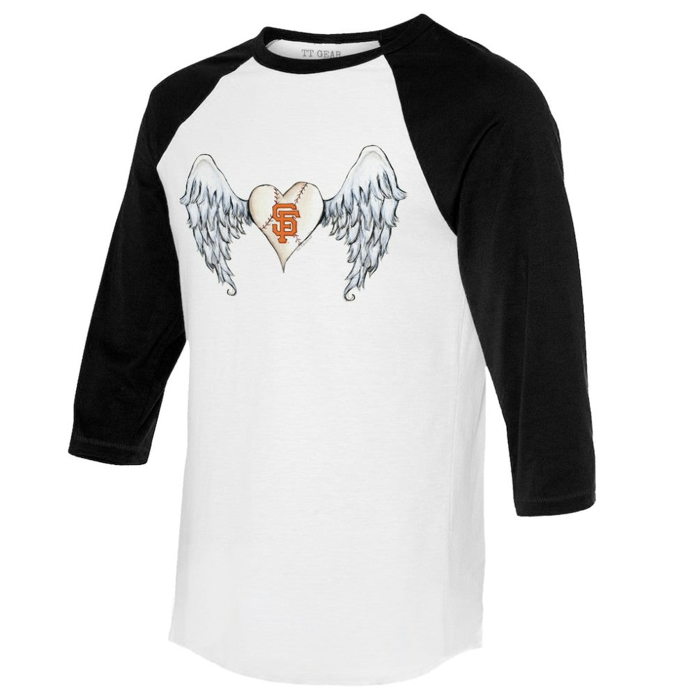 San Francisco Giants Tiny Turnip Women's Angel Wings 3/4-Sleeve Raglan T-Shirt Lifestyle