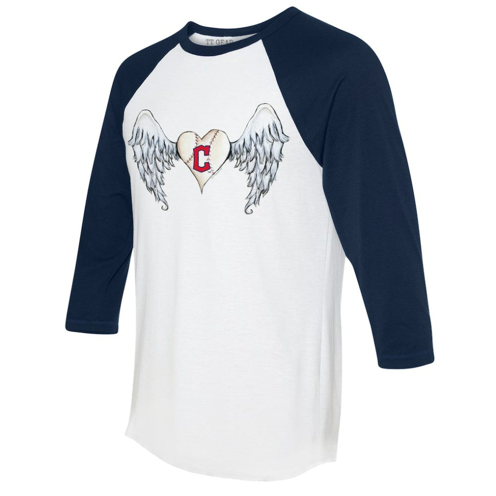Cleveland Guardians Tiny Turnip Women's Angel Wings 3/4-Sleeve Raglan T-Shirt Clearance