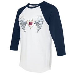 Washington Nationals Tiny Turnip Women's Angel Wings 3/4-Sleeve Raglan T-Shirt Lifestyle