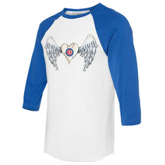 Chicago Cubs Tiny Turnip Women's Angel Wings 3/4-Sleeve Raglan T-Shirt Sale