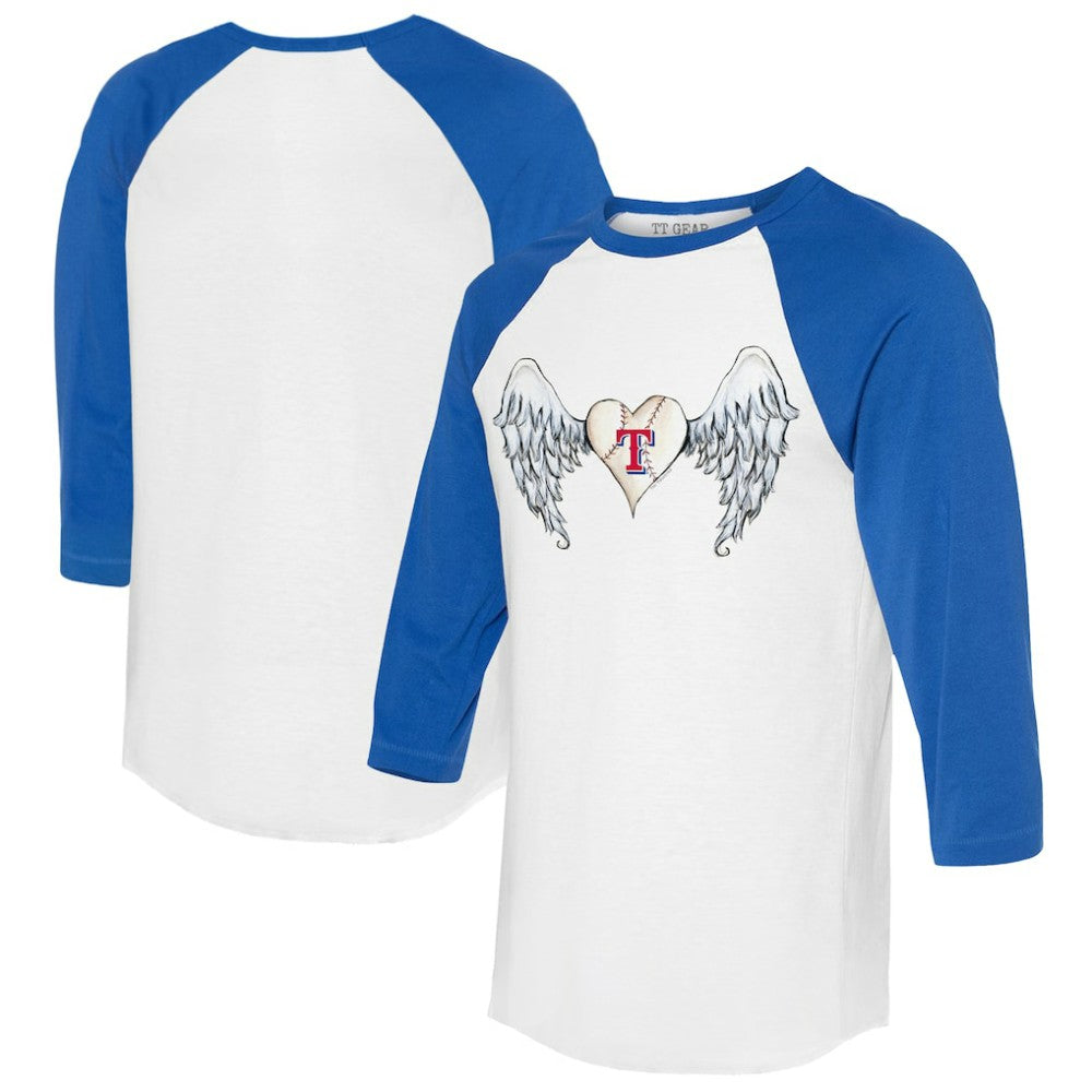 Texas Rangers Tiny Turnip Women's Angel Wings 3/4-Sleeve Raglan T-Shirt Lifestyle
