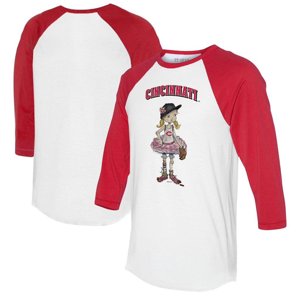 Cincinnati Reds Tiny Turnip Women's Babes 3/4-Sleeve Raglan T-Shirt Lifestyle