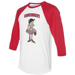 Cincinnati Reds Tiny Turnip Women's Babes 3/4-Sleeve Raglan T-Shirt Lifestyle