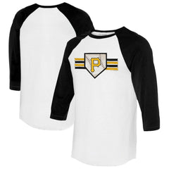 Pittsburgh Pirates Tiny Turnip Women's Base Stripe 3/4-Sleeve Raglan T-Shirt Clearance