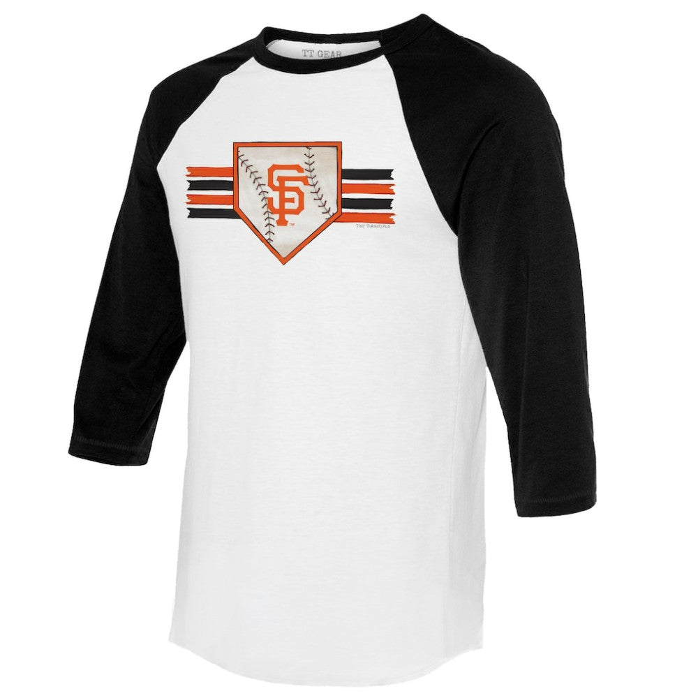 San Francisco Giants Tiny Turnip Women's Base Stripe 3/4-Sleeve Raglan T-Shirt Online