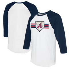 Atlanta Braves Tiny Turnip Women's Base Stripe 3/4-Sleeve Raglan T-Shirt Sale