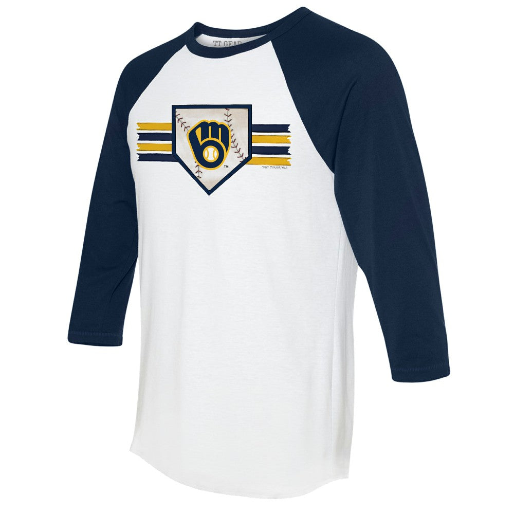 Milwaukee Brewers Tiny Turnip Women's Base Stripe 3/4-Sleeve Raglan T-Shirt Online