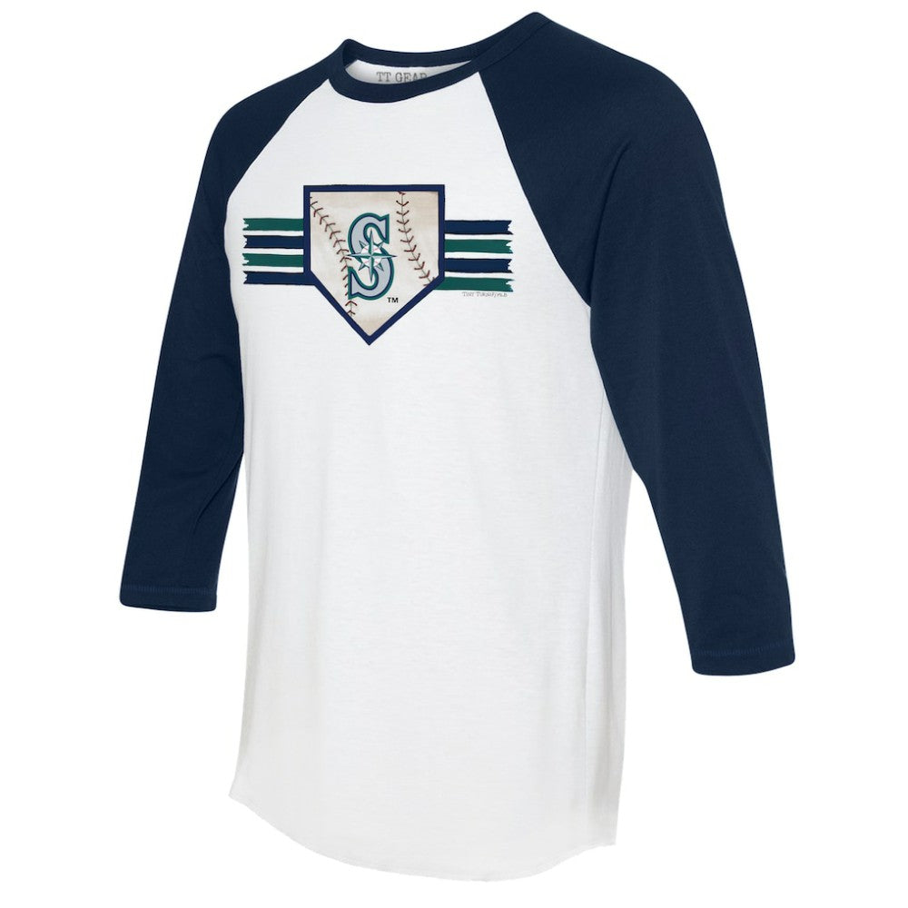 Seattle Mariners Tiny Turnip Women's Base Stripe 3/4-Sleeve Raglan T-Shirt Online
