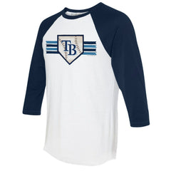 Tampa Bay Rays Tiny Turnip Women's Base Stripe 3/4-Sleeve Raglan T-Shirt On Sale