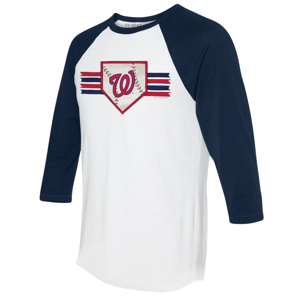 Washington Nationals Tiny Turnip Women's Base Stripe 3/4-Sleeve Raglan T-Shirt for sale