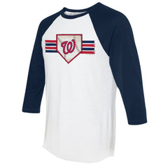 Washington Nationals Tiny Turnip Women's Base Stripe 3/4-Sleeve Raglan T-Shirt for sale