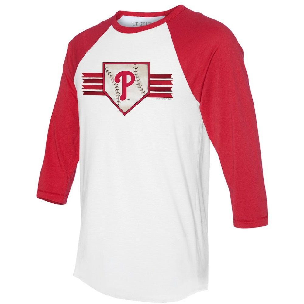 Philadelphia Phillies Tiny Turnip Women's Base Stripe 3/4-Sleeve Raglan T-Shirt for sale