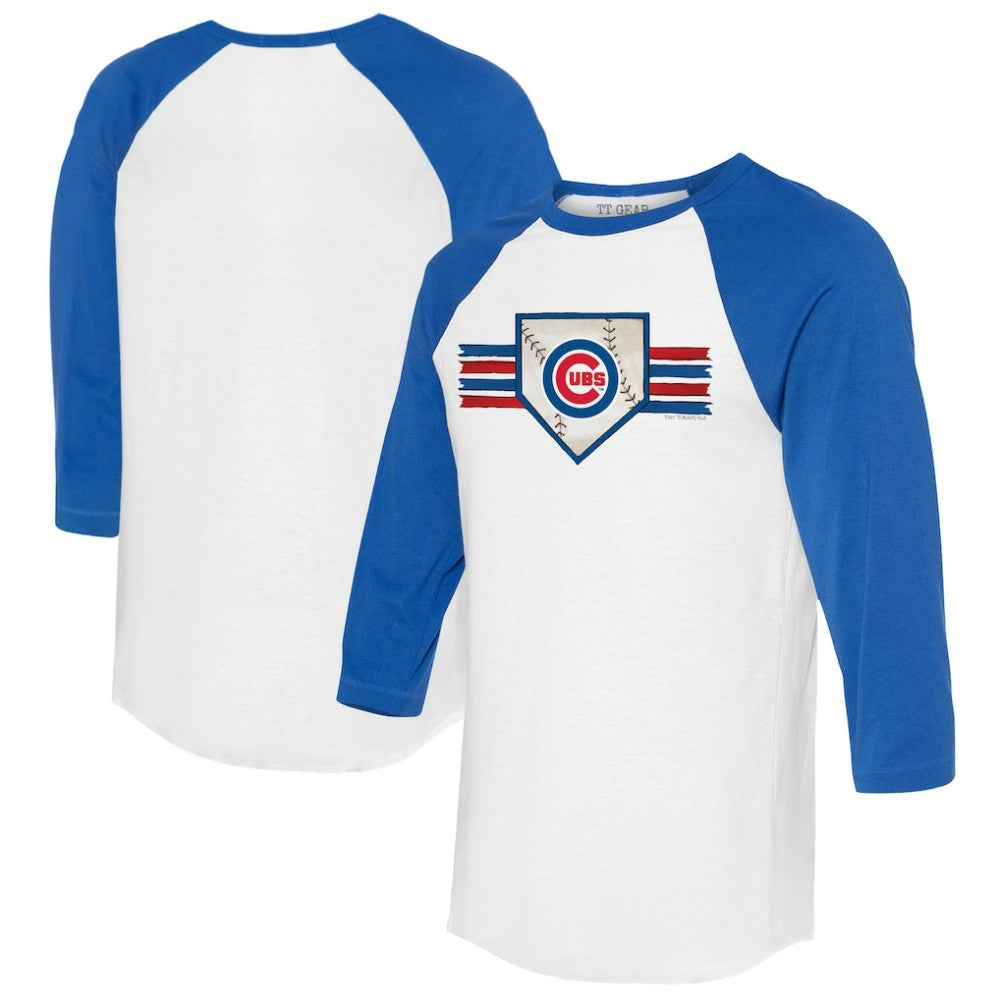 Chicago Cubs Tiny Turnip Women's Base Stripe 3/4-Sleeve Raglan T-Shirt Online