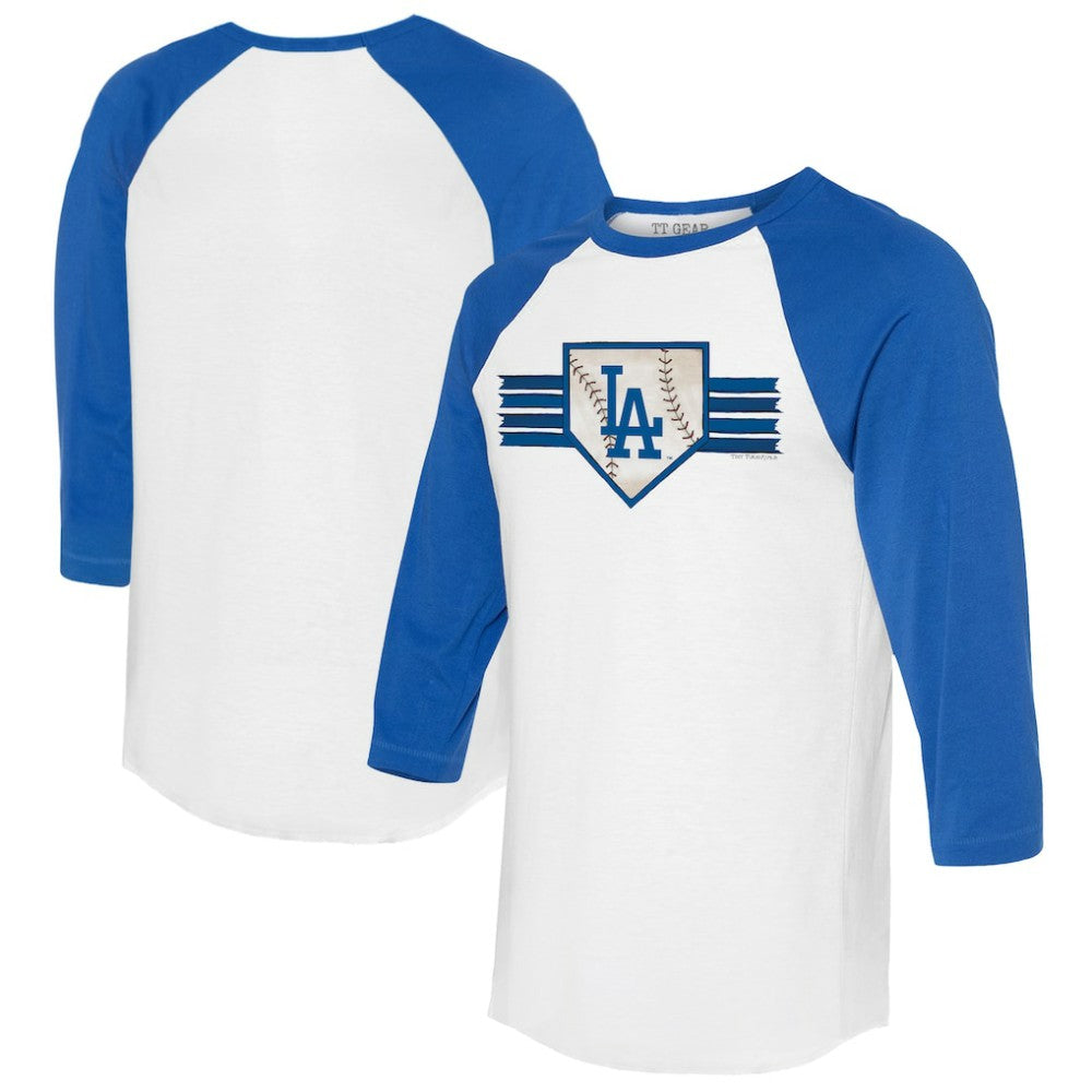Los Angeles Dodgers Tiny Turnip Women's Base Stripe 3/4-Sleeve Raglan T-Shirt Lifestyle