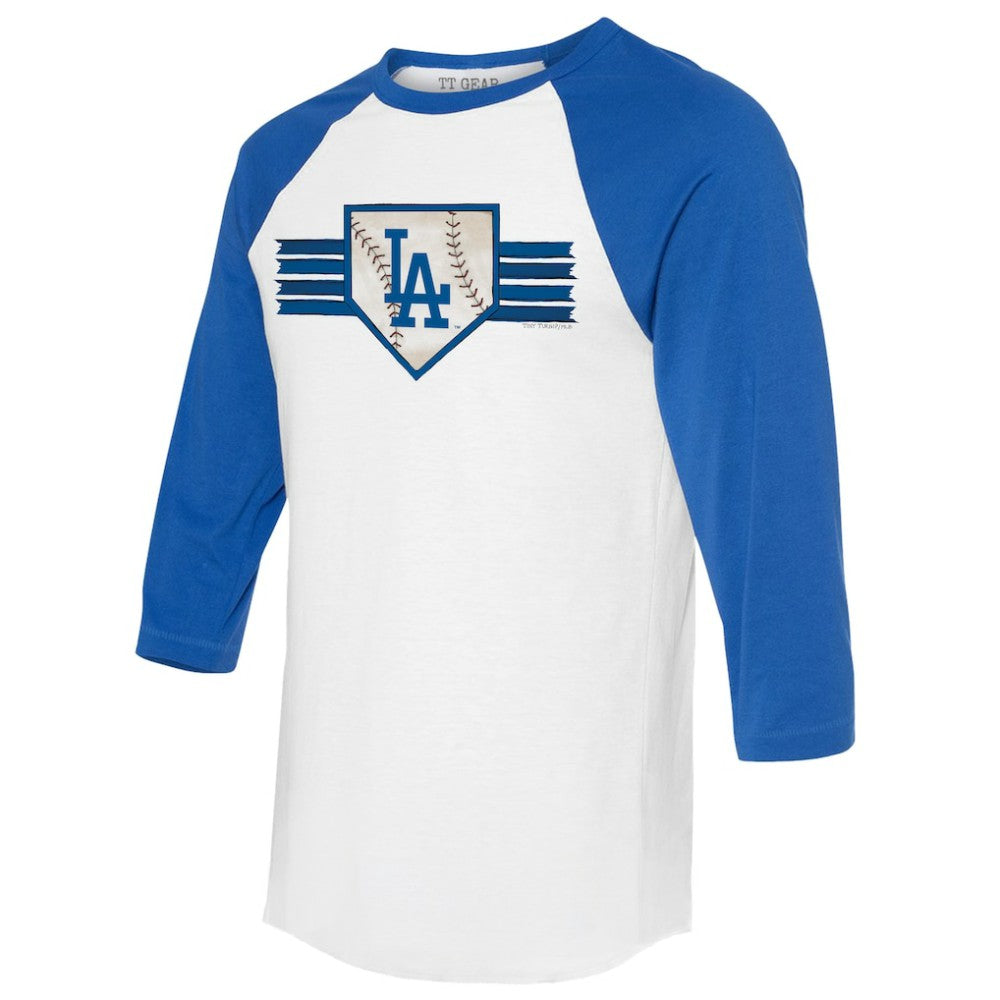 Los Angeles Dodgers Tiny Turnip Women's Base Stripe 3/4-Sleeve Raglan T-Shirt Lifestyle