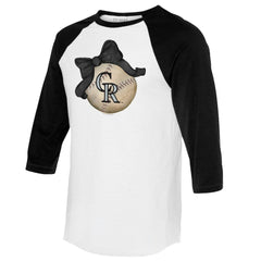 Colorado Rockies Tiny Turnip Women's Baseball Bow 3/4-Sleeve Raglan T-Shirt Clearance