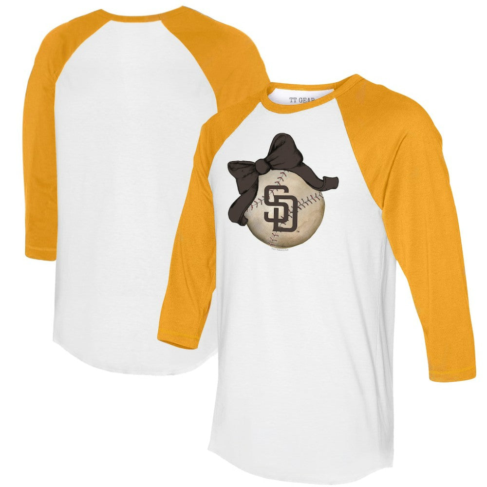 San Diego Padres Tiny Turnip Women's Baseball Bow 3/4-Sleeve Raglan T-Shirt Lifestyle