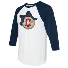 Cleveland Guardians Tiny Turnip Women's Baseball Bow 3/4-Sleeve Raglan T-Shirt Lifestyle
