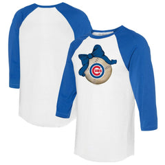Chicago Cubs Tiny Turnip Women's Baseball Bow 3/4-Sleeve Raglan T-Shirt Clearance