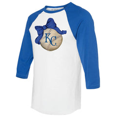 Kansas City Royals Tiny Turnip Women's Baseball Bow 3/4-Sleeve Raglan T-Shirt Lifestyle