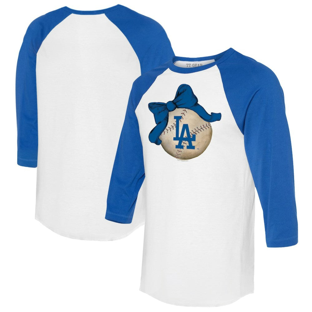 Los Angeles Dodgers Tiny Turnip Women's Baseball Bow 3/4-Sleeve Raglan T-Shirt discount