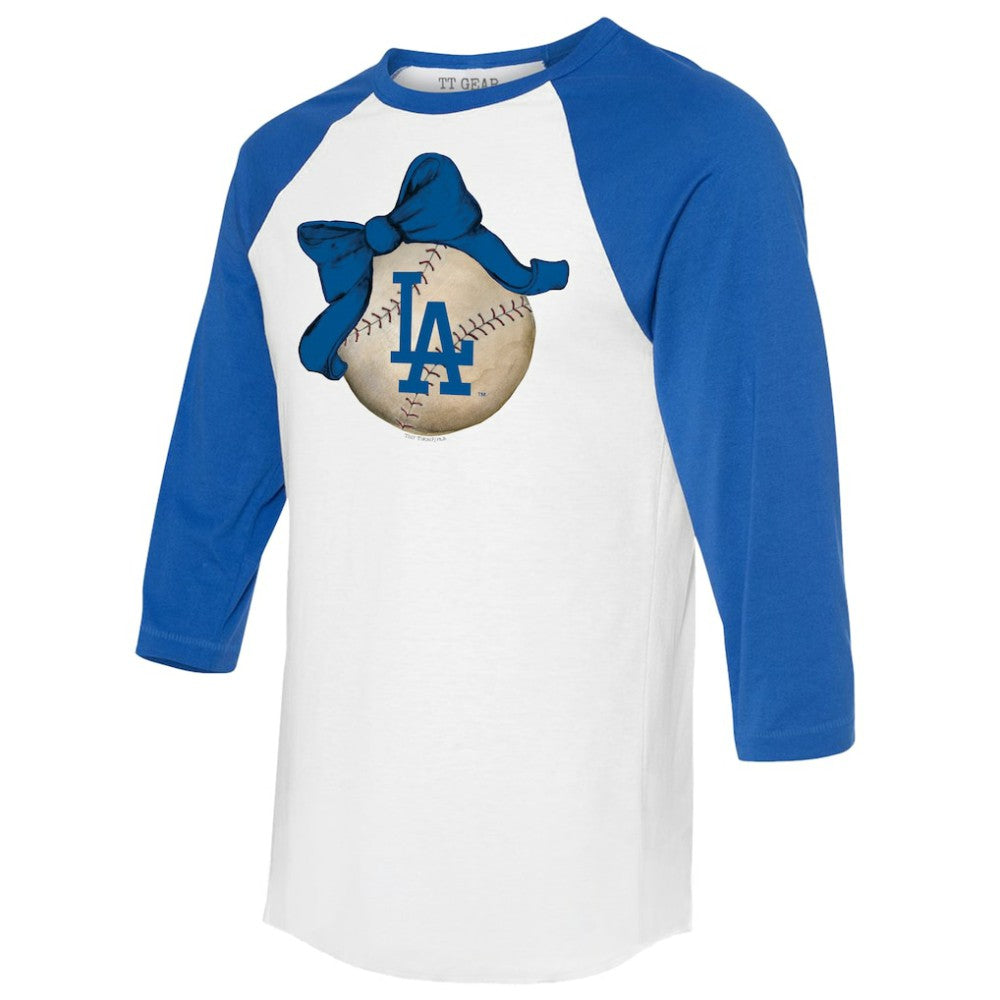 Los Angeles Dodgers Tiny Turnip Women's Baseball Bow 3/4-Sleeve Raglan T-Shirt discount