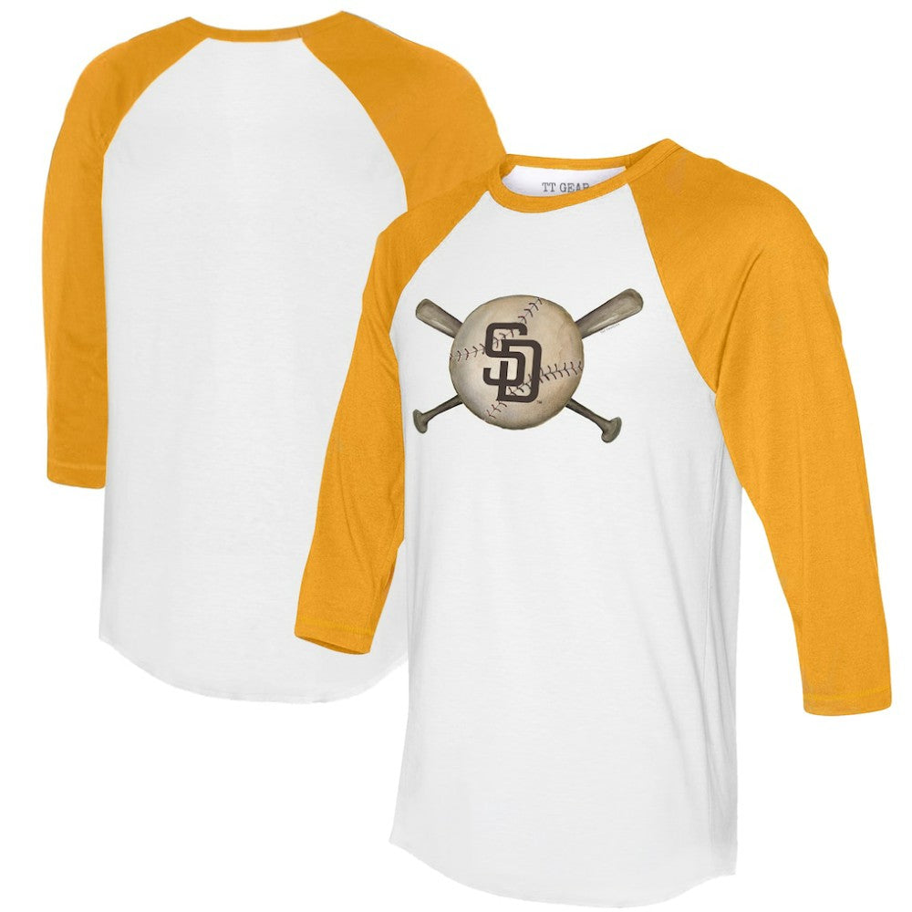 San Diego Padres Tiny Turnip Women's Baseball Cross Bats 3/4-Sleeve Raglan T-Shirt discount